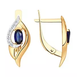 Серьги Корунд синт.;Фианит