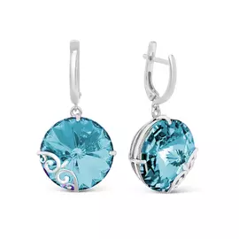 Серьги из серебра с кристаллами swarovski с родированием 0035с-202