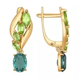 Серьги из красного золота с кварцами и хризолитами 724687