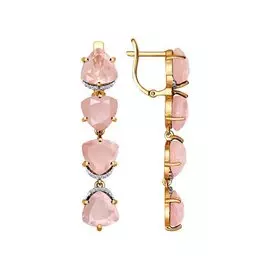 Серьги из красного золота с кварцем и фианитами 724090