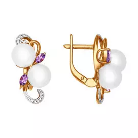 Серьги из красного золота микс 722625