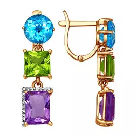 Серьги из красного золота микс 723634