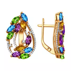 Серьги из красного золота микс 722702