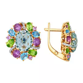 Серьги из красного золота микс 723847