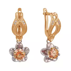 Серьги из красного и белого золота с наноситаллами султанит и фианитами 21-0400-17-65