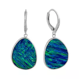 Серьги из серебра с опалами и фианитами. с родированием И2-814-23-61