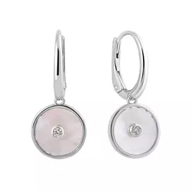 Серьги Перламутр, Фианит,