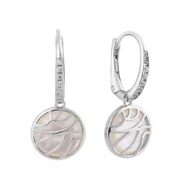 Серьги Перламутр, Фианит,