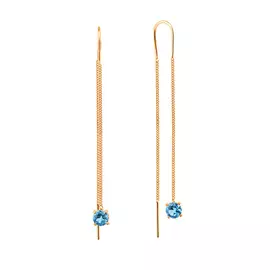 Серьги-протяжки из красного золота с фианитами 21-1291-11-62