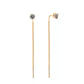 Серьги-протяжки из красного золота с фианитами 21-1293-11-01