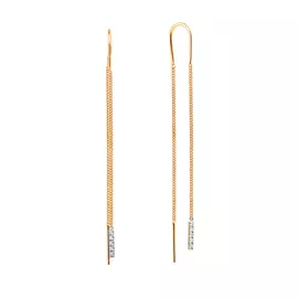 Серьги-протяжки из красного золота с фианитами 21-1294-11-01