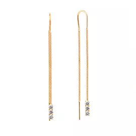 Серьги-протяжки из красного золота с фианитами 21-1295-11-01