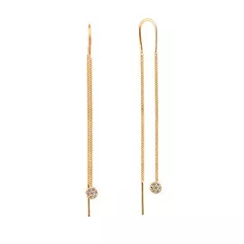 Серьги-протяжки из красного золота с фианитами 21-1298-11-01