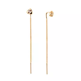 Серьги-протяжки из красного золота с фианитами 21-1299-11-01