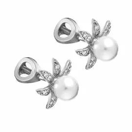 Серьги из серебра с жемчугом и фианитами с105093рв