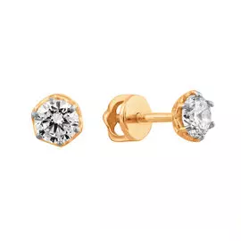 Серьги-пусеты из красного золота с фианитами 21-0973-11-01