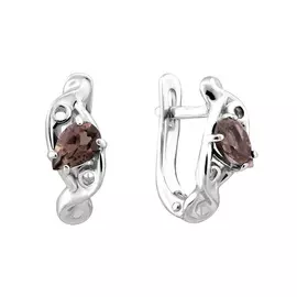 Серьги из серебра с раухами-топазами с родированием У21-1427-23-09