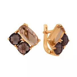 Серьги Раух-топаз, цитрин