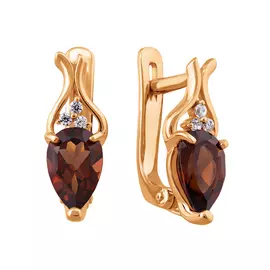 Серьги Раух-топаз, фианит