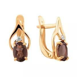 Серьги из красного золота с раухтопазами и фианитами 21-1316-11-09