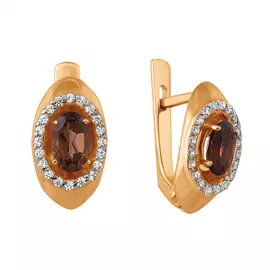 Серьги Раух-топаз, фианит