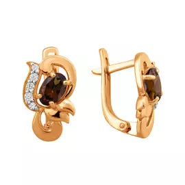 Серьги Раух-топаз, фианит