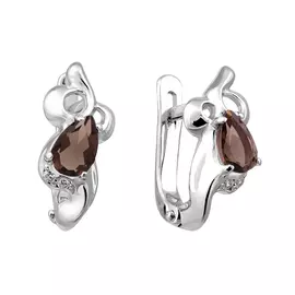 Серьги Раух-топаз, Фианит