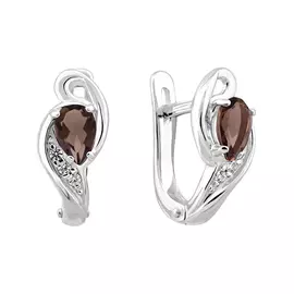 Серьги Раух-топаз, Фианит