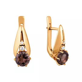 Серьги Раух-топаз, фианит