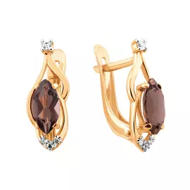 Серьги Раух-топаз, фианит