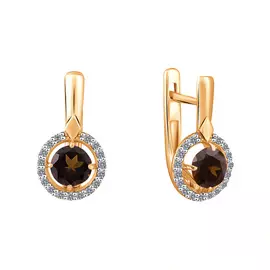 Серьги Раух-топаз, фианит