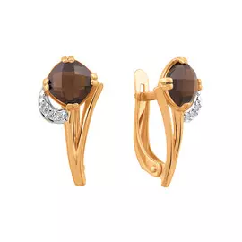 Серьги Раух-топаз, Фианит