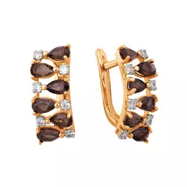 Серьги Раух-топаз, фианит