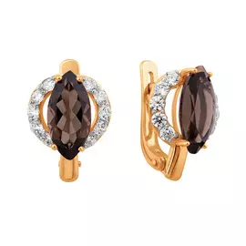 Серьги Раух-топаз, Фианит