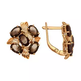 Серьги из красного золота с раухтопазами 721290