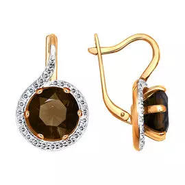 Серьги из красного золота с раухтопазами и фианитами 720737