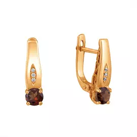 Серьги Раухтопаз, фианит