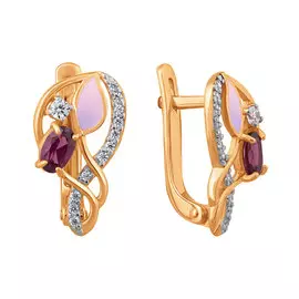 Серьги Родолит, фианит