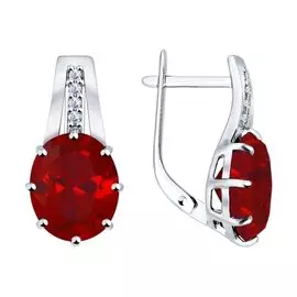 Серьги Рубин корунд, фианит