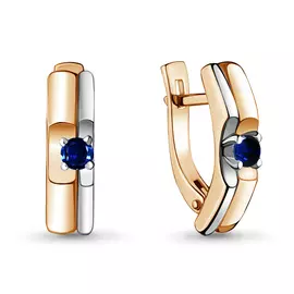 Серьги из красного и белого золота с сапфирами 942016к