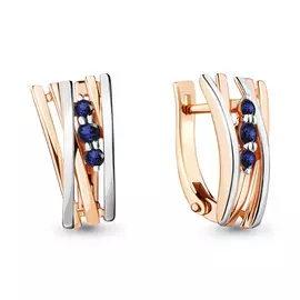 Серьги из красного и белого золота с сапфирами 940967к