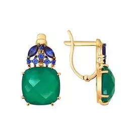 Серьги из красного золота с агатами и корундами 724281