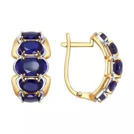 Серьги из красного золота с корундами сапфирами 724565