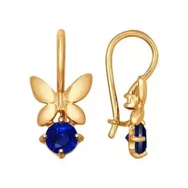 Серьги из красного золота с корундами сапфировыми 724833