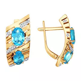 Серьги из красного золота с топазами и фианитами 723736