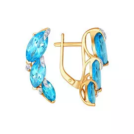 Серьги из красного золота с топазами и фианитами 723523