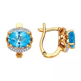 Серьги из красного золота с топазами и фианитами 723703