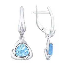 Серьги из серебра с топазами и фианитами 92021623