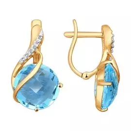 Серьги из красного золота с топазами и фианитами 724240