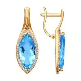 Серьги из красного золота с топазами и фианитами 724140